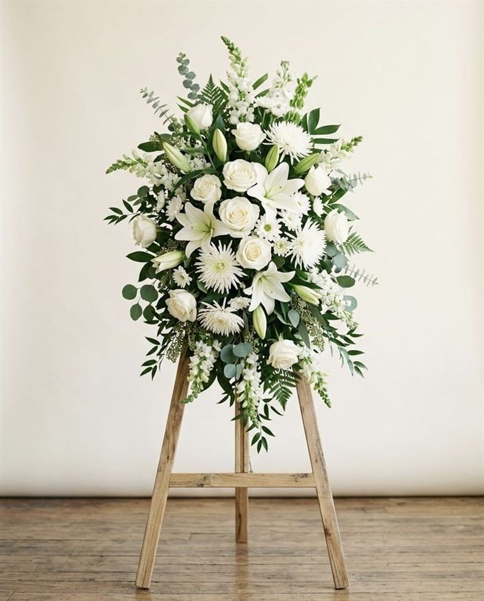 Standing spray de flor blanca